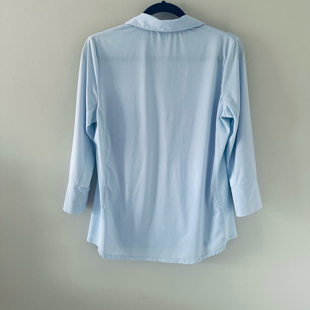J. MCLAUGHLIN Womens Brynn Lyford Jersey Shirt Light Blue Sz Medium Classic Chic - Picture 2 of 10